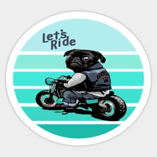 black pug motorcycle design Sticker